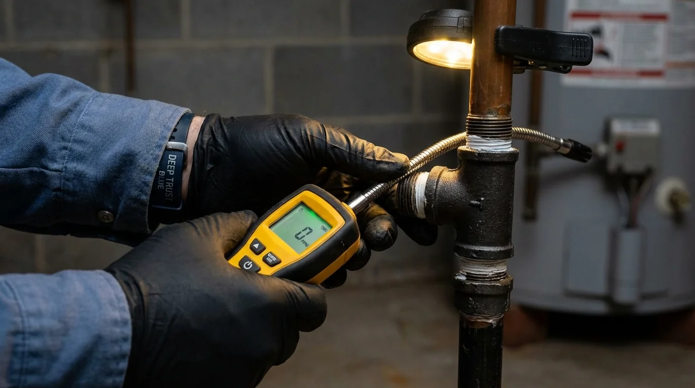 Gas leak detection with electronic sniffer by Johns Plumbing LLC in Hooksett