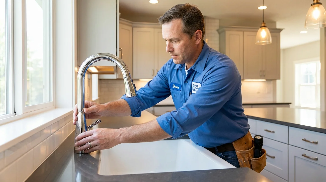 Kitchen faucet installation by Johns Plumbing LLC in Hooksett