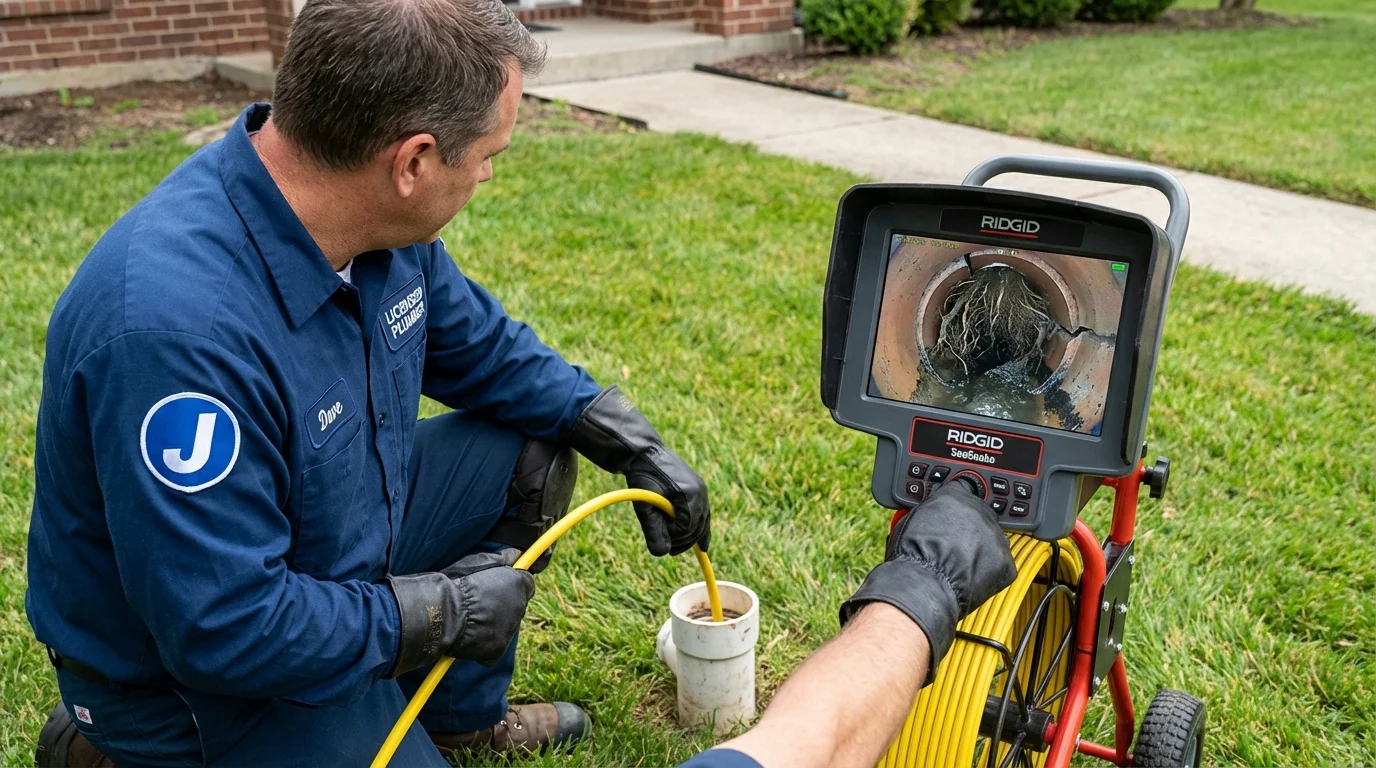 Sewer camera inspection being performed by Johns Plumbing LLC in Hooksett